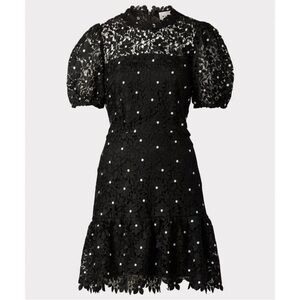 Milly Black Yasmine Daisy Lace Mini Dress